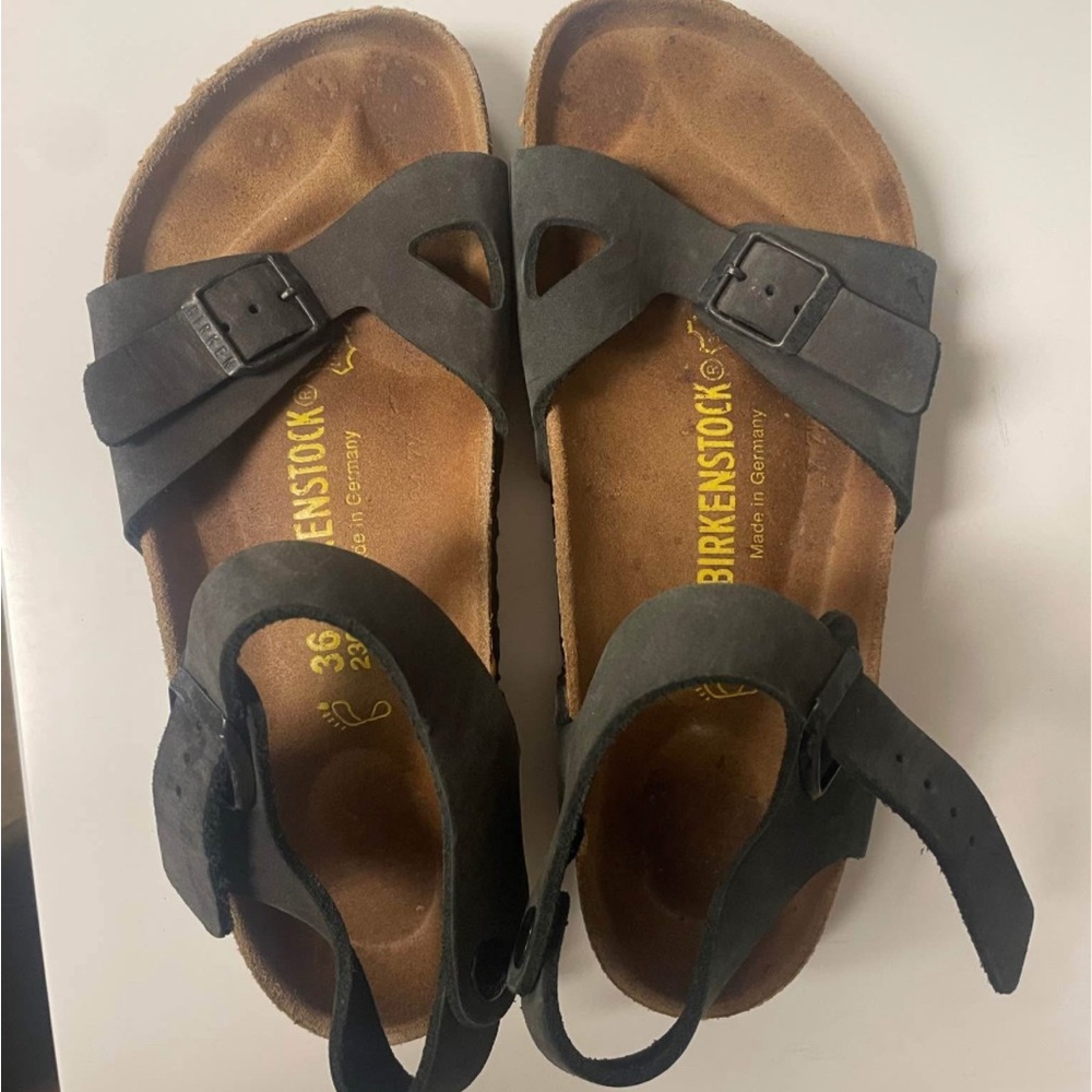 Birkenstock Charcoal Sandals with Buckles